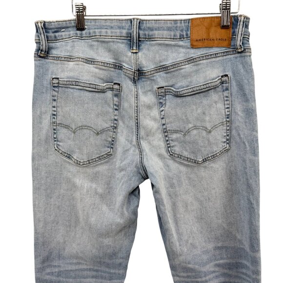 American Eagle Athletic Airflex Jeans Mens Blue Light Wash Straight Leg Sz 33x32 - Picture 3 of 10